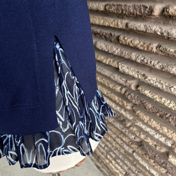 Grey Jason Wu Blue Crewneck Sweater Blouse Attached Size Small - Picture 2 of 9